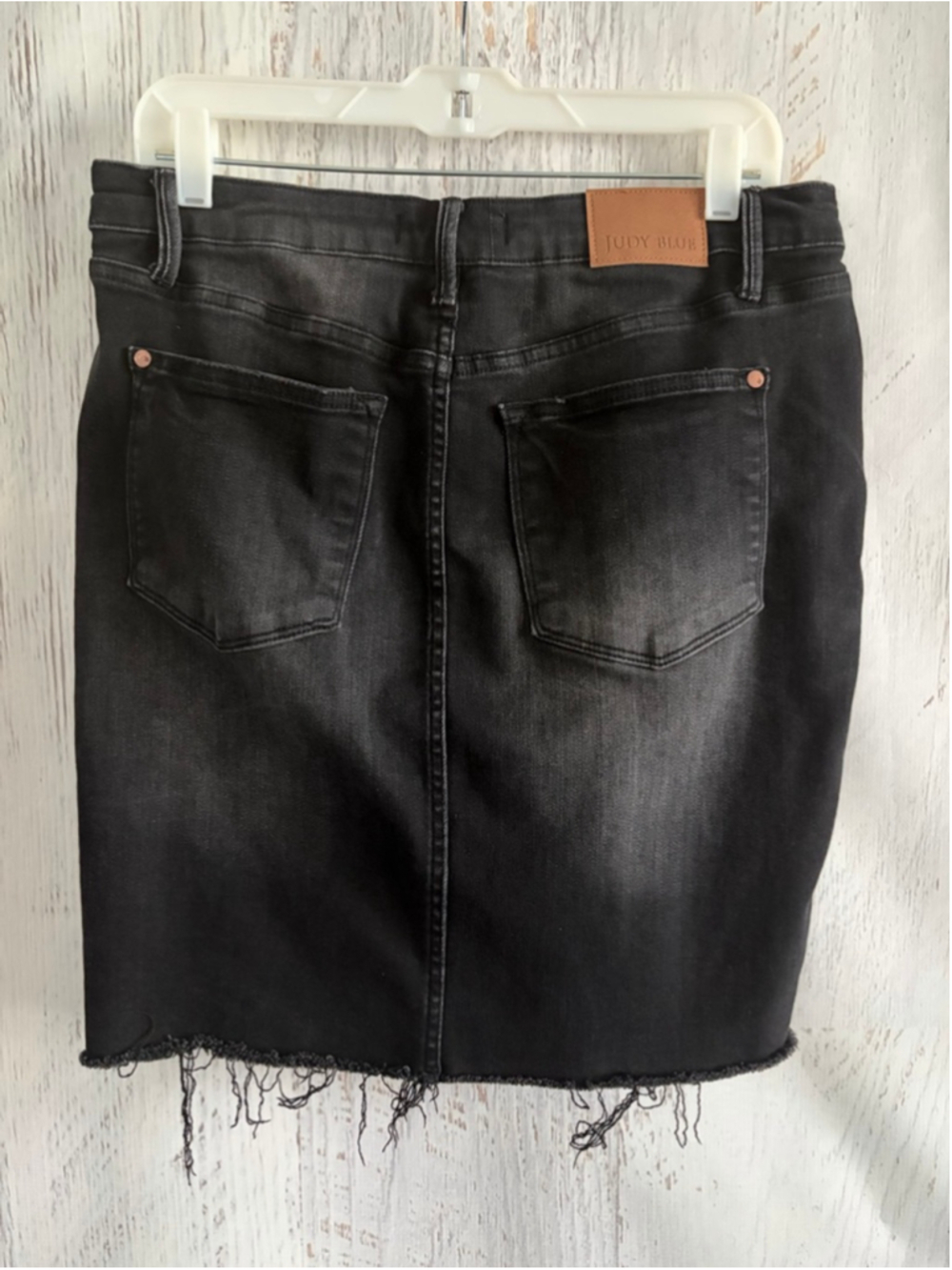 Women's Judy Blue Black Distressed Stretch Denim Skirt Plus Size XL - Picture 3 of 5